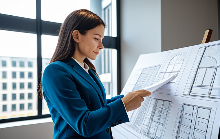 **

"A professional architect, fully clothed in a stylish but modest pantsuit, reviewing blueprints in a brightly lit, modern architectural office, appropriate attire, safe for work, perfect anatomy, correct proportions, professional, family-friendly, natural pose, well-formed hands, proper finger count, natural body proportions."

**