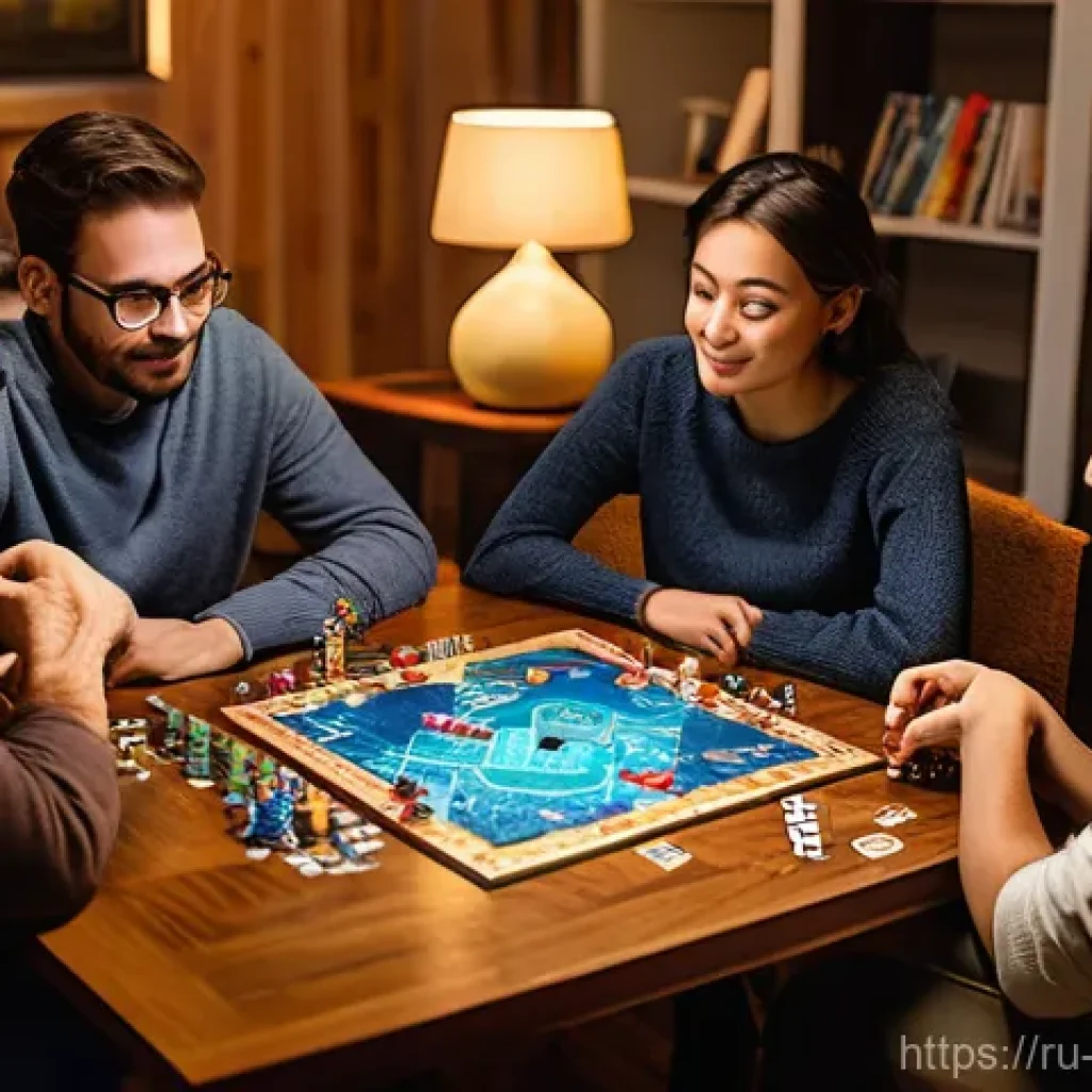 보드게임 리뷰 사이트 - **Image Prompt 1: Cozy Evening of Strategic Board Gaming** A diverse group of 4-5 adults and you...