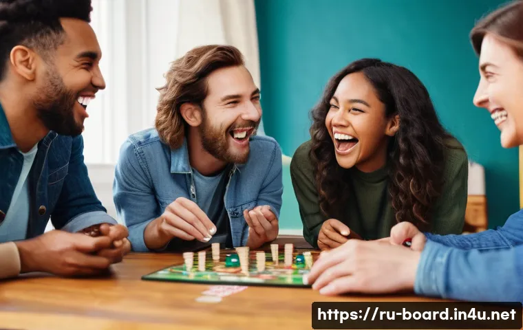 보드게임의 오랜 전통 - **A Vibrant Board Game Night with Friends:** A dynamic, eye-level shot of a diverse group of 4-5...